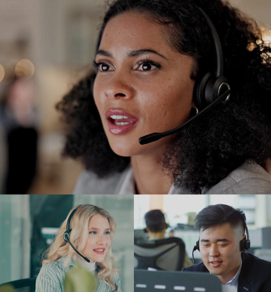 Montage of employees taking calls